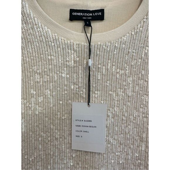 Generation Love Donna Sequin Dress in Shell Size S - Picture 6 of 8